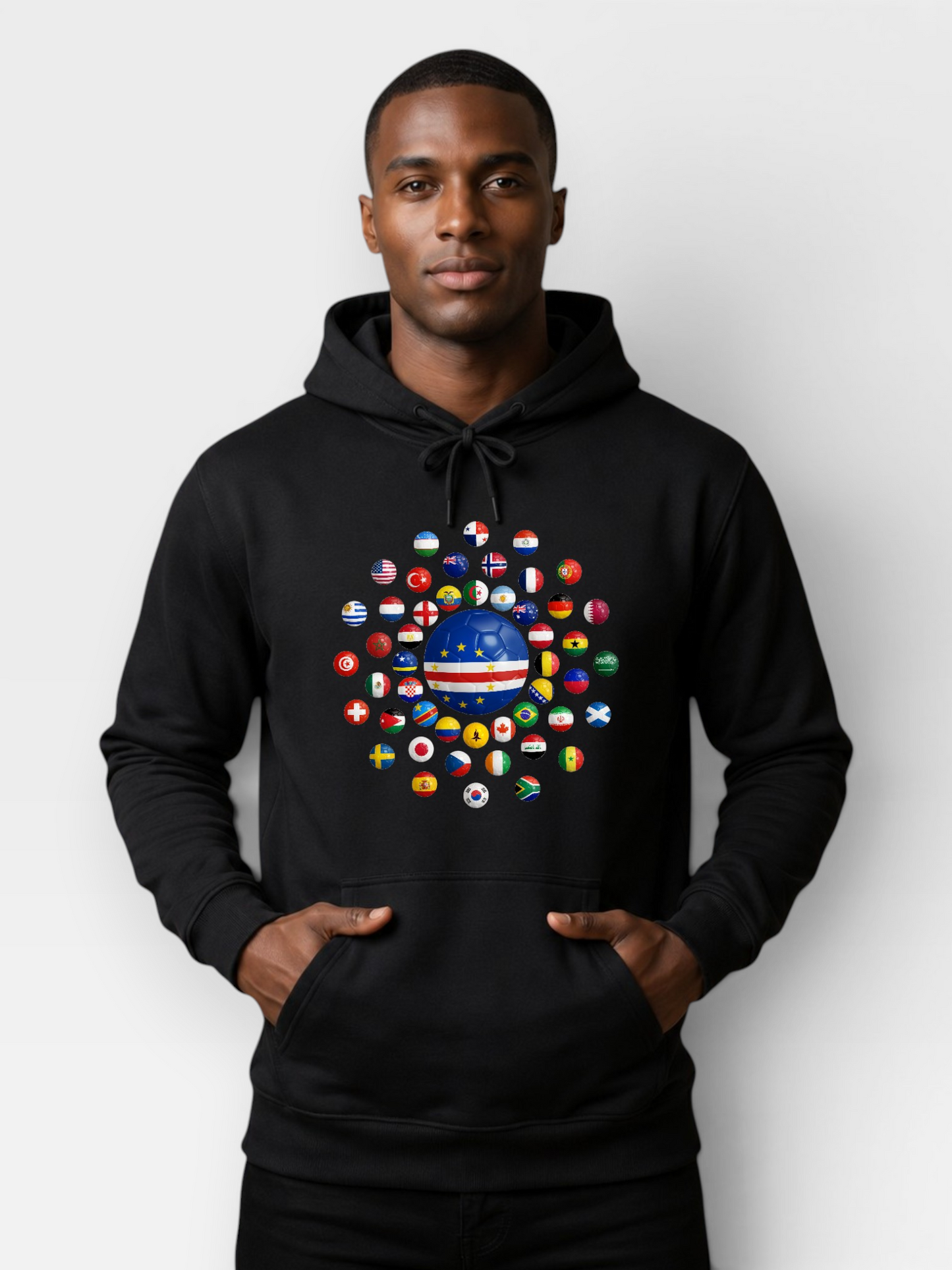 The 48 Collection: Cape Verde Globe Hoodie — Black