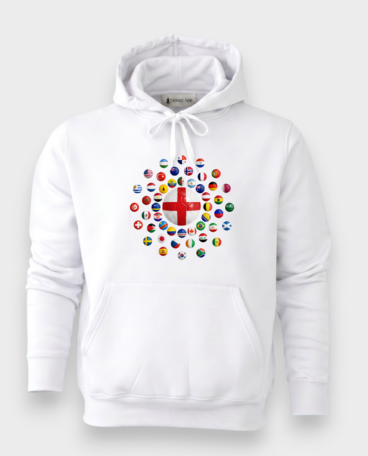 AU48: England White Globe Hoodie