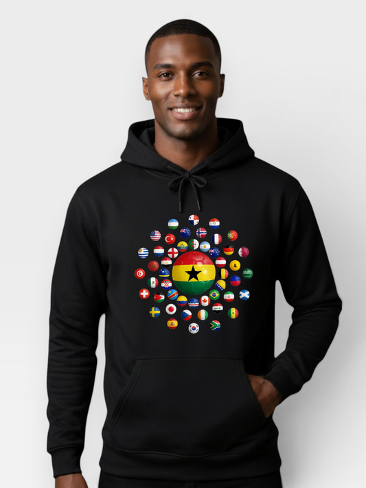 The 48 Collection: Ghana Globe Hoodie — Black