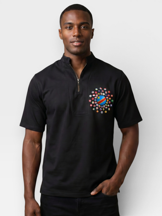 The 48 Collection: The Mathanda Short Sleeve Shirt | DR Congo Limited Edition — Black