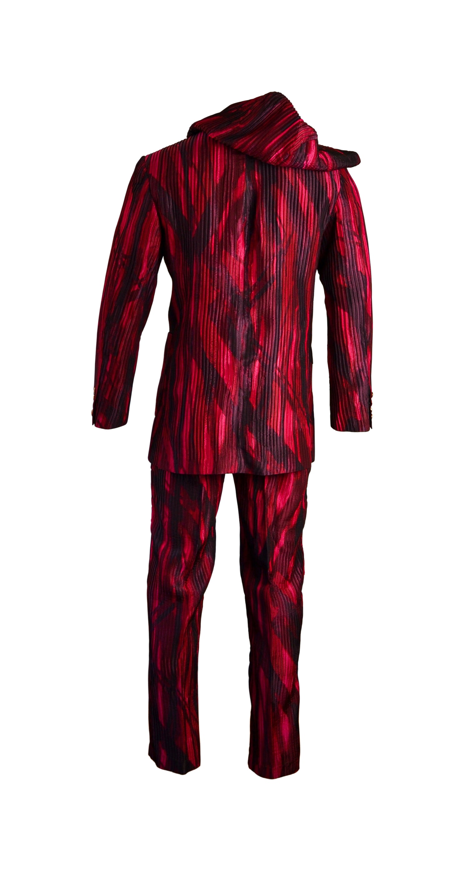 One of a Kind Pleated Silk Hooded Suit
