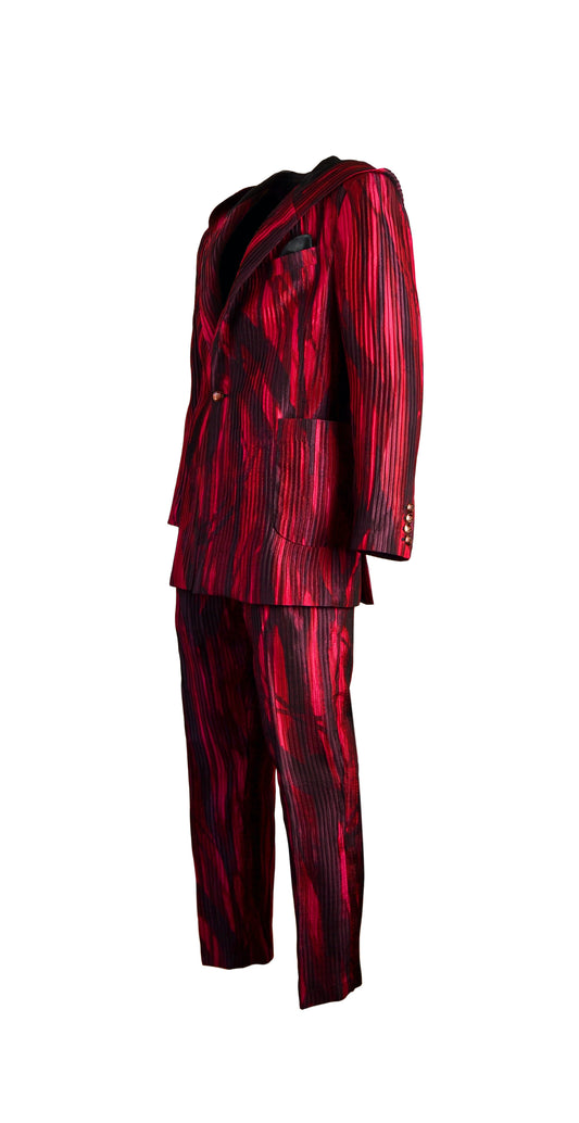 One of a Kind Pleated Silk Hooded Suit