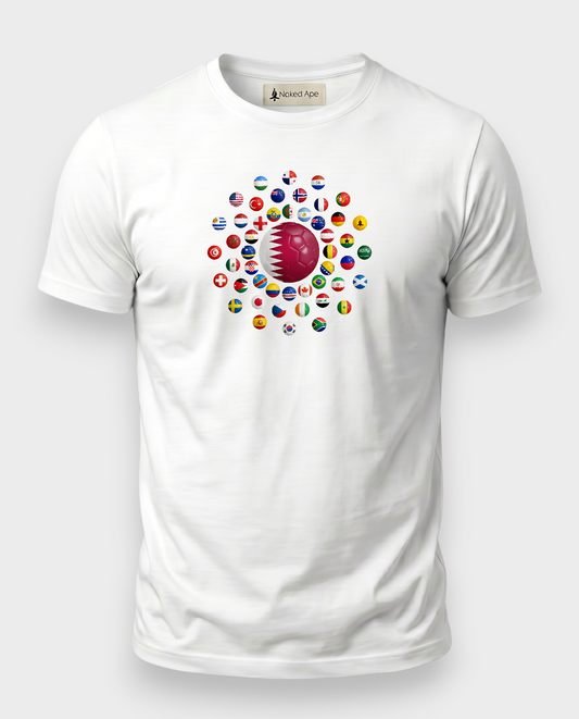 AU48: Qatar White Globe T-Shirt