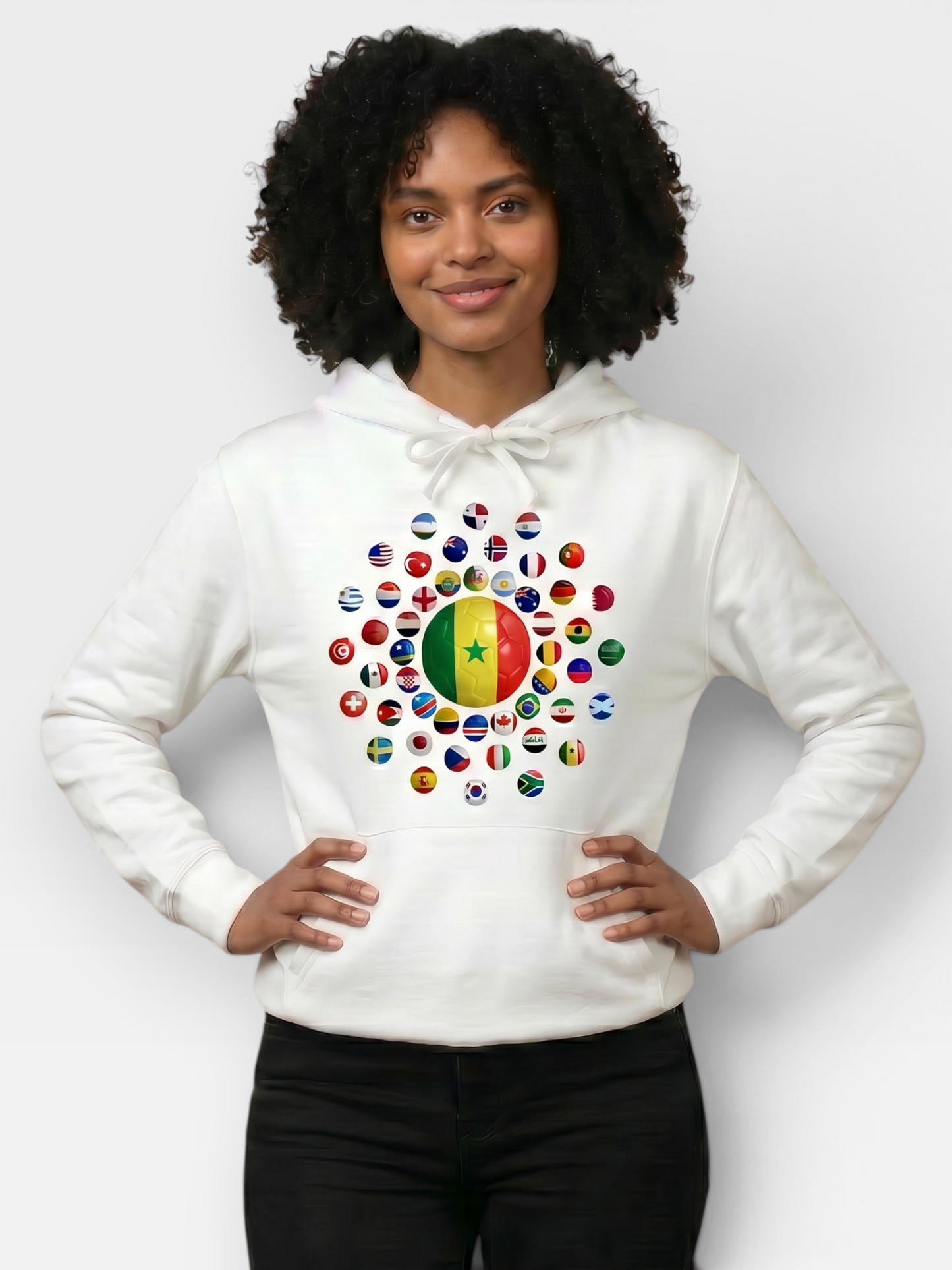 The 48 Collection: Senegal Globe Hoodie — White