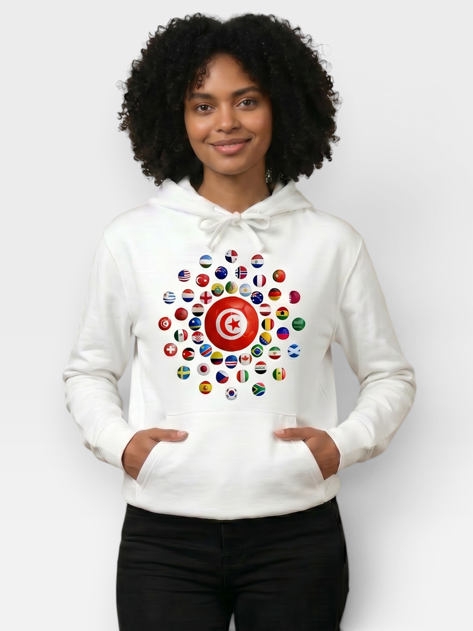 Tunisia Globe Hoodie — White
