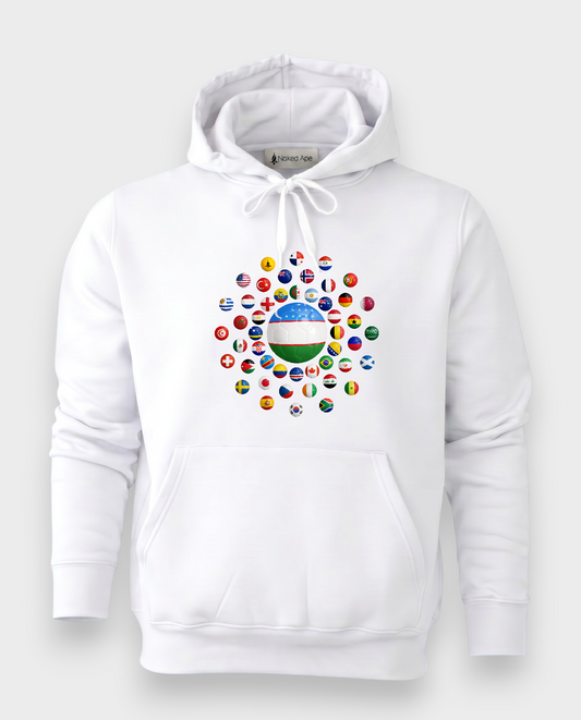 AU48: Uzbekistan White Globe Hoodie