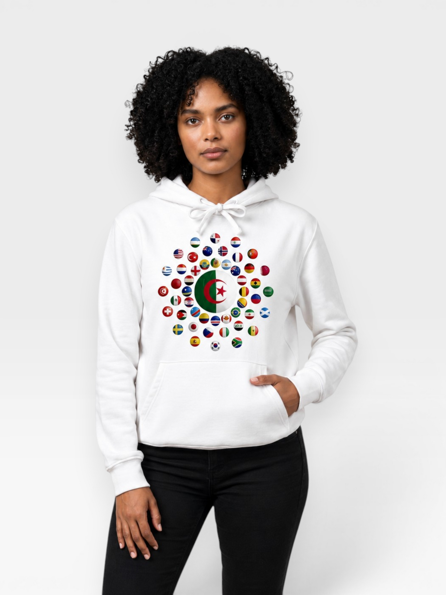 AU48: Algeria Global Hoodie — White