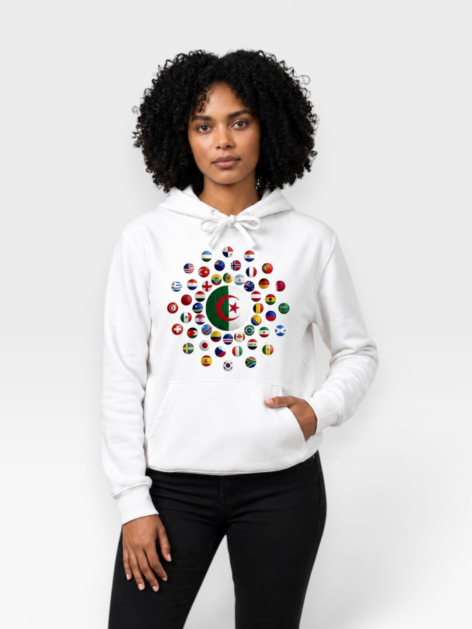 AU48: Algeria Global Hoodie — White
