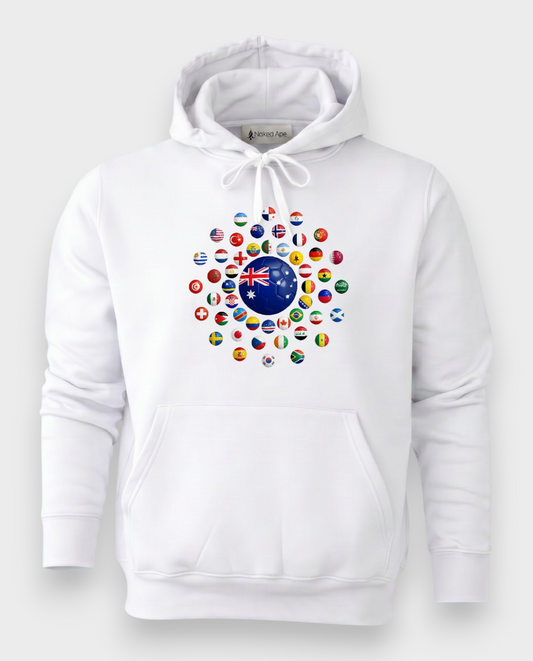 AU48: Australia White Globe Hoodie