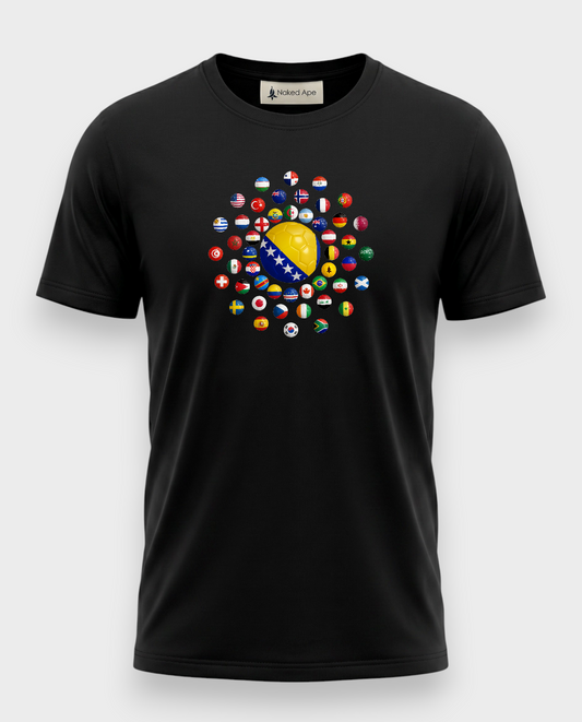 AU48: Bosnia & Herzegovina Black Globe T-Shirt