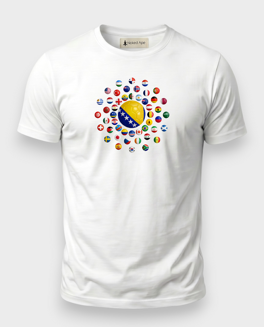 AU48: Bosnia & Herzegovina White Globe T-Shirt