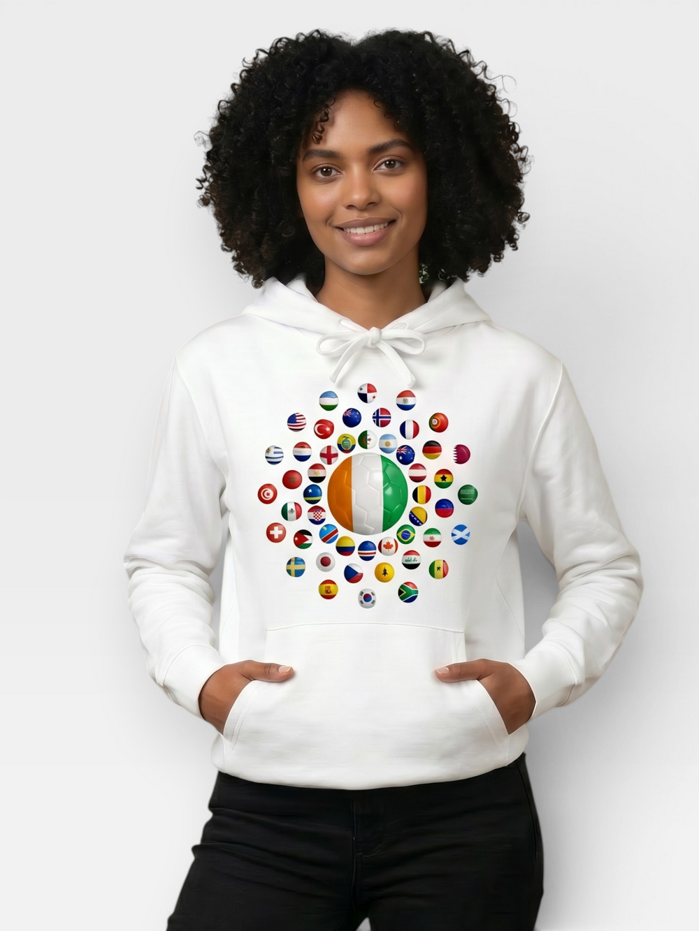 The 48 Collection: Côte d'Ivoire Globe Hoodie — White