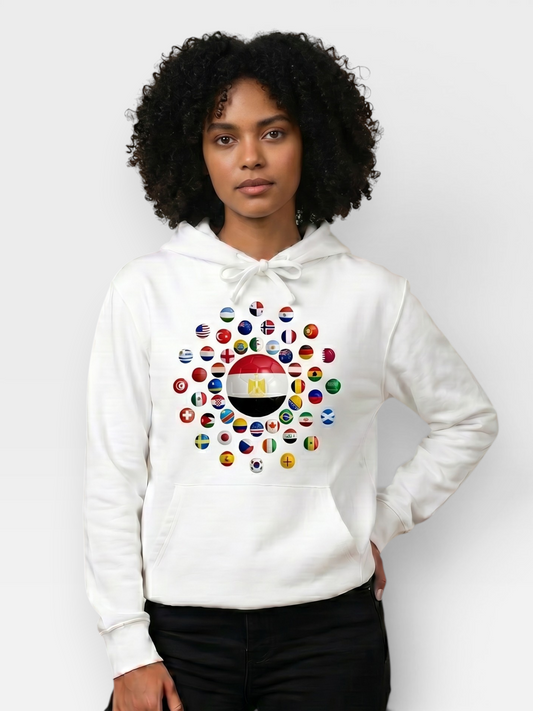 AU48: Egypt Globe Hoodie — White