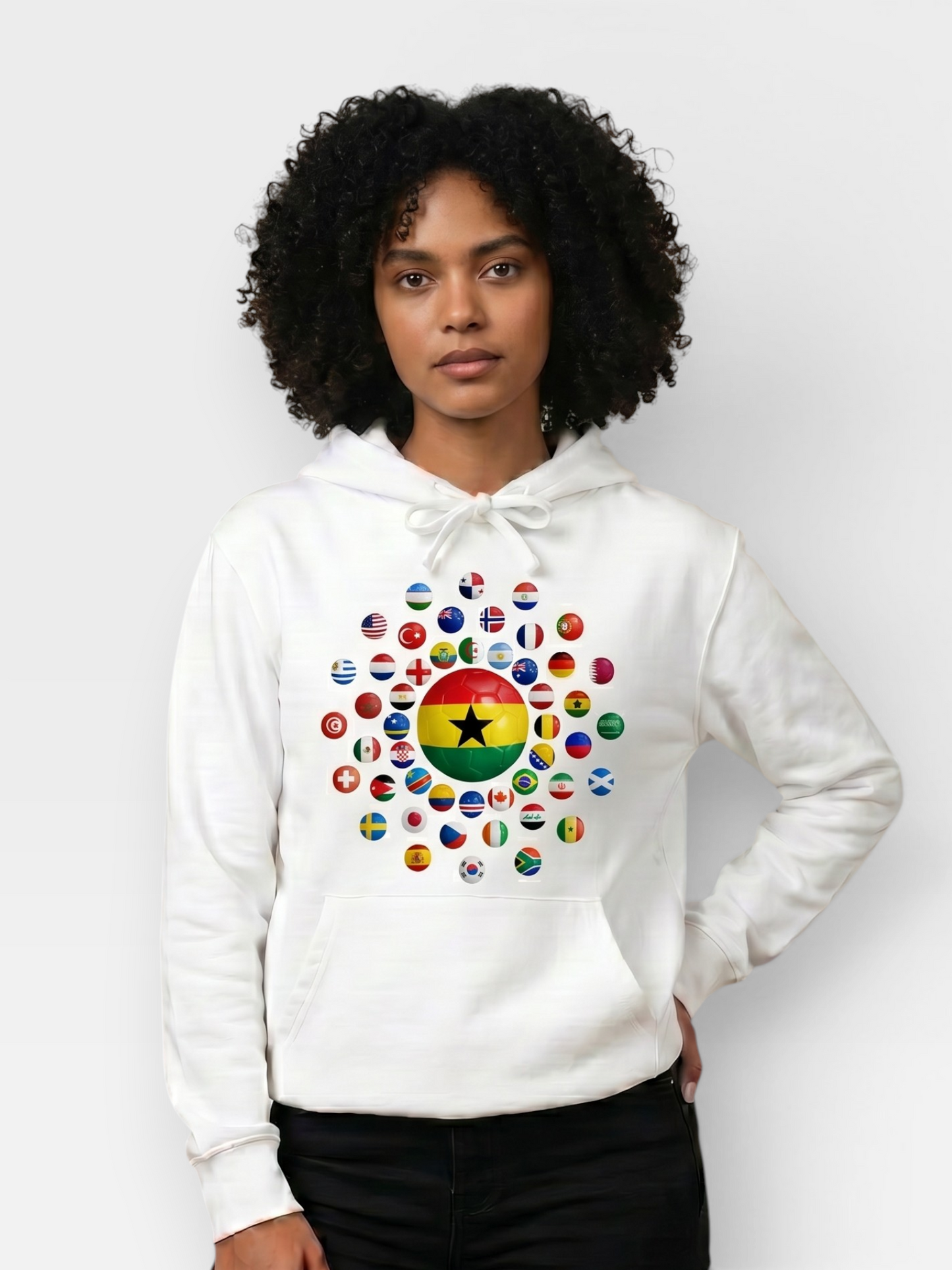 The 48 Collection: Ghana Globe Hoodie — White