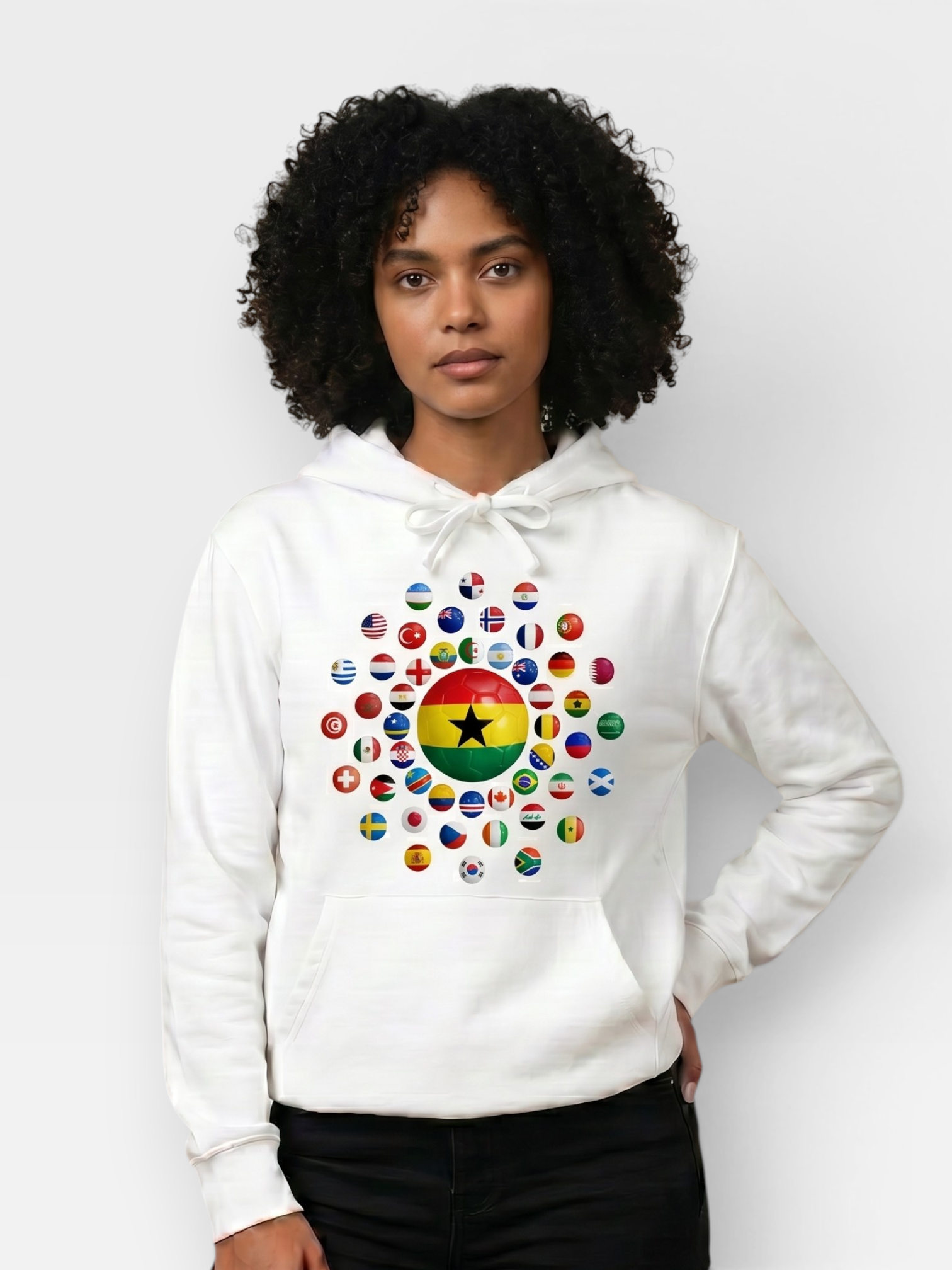 The 48 Collection: Ghana Globe Hoodie — White