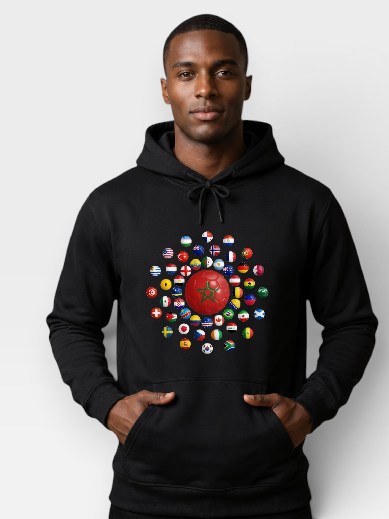The 48 Collection: Morocco Globe Hoodie — Black