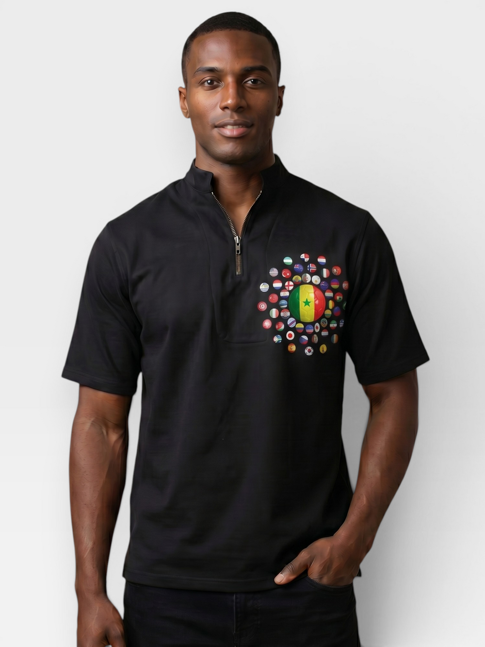 The 48 Collection: The Mathanda Short Sleeve Shirt | Senegal Limited Edition — Black