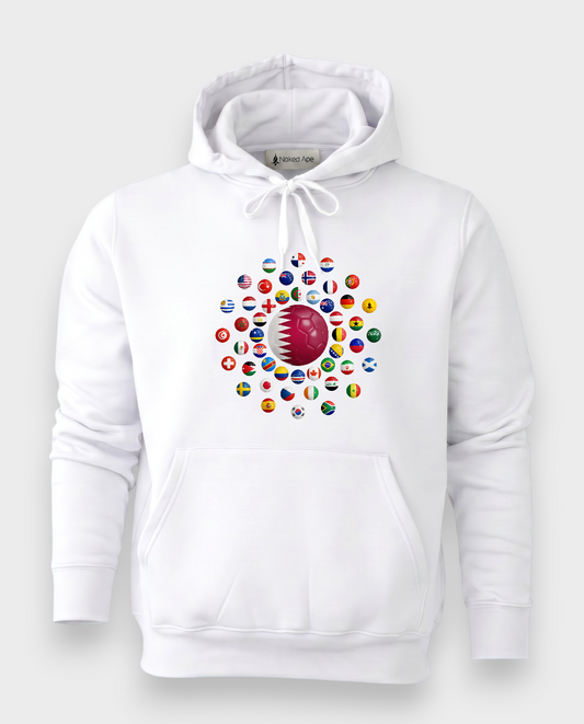 AU48: Qatar White Globe Hoodie