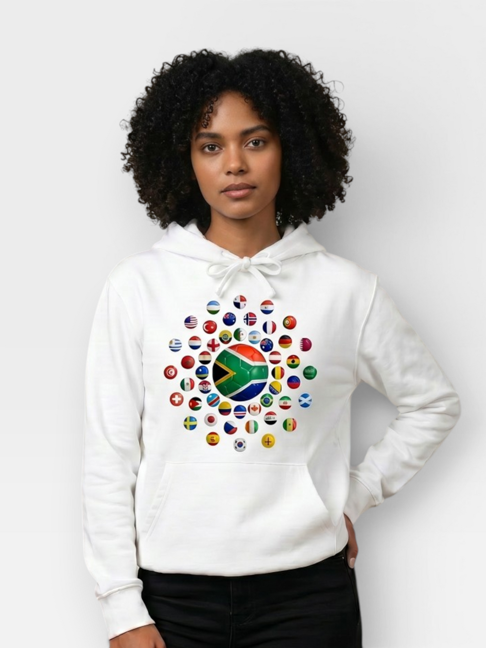 The 48 Collection: South Africa  Globe Hoodie — White