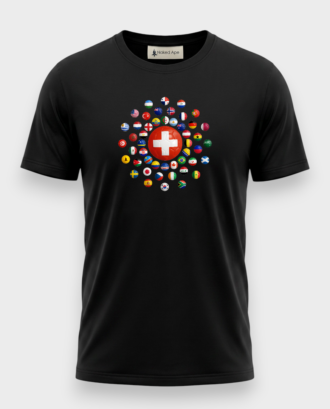 AU48: Switzerland Black Globe T-Shirt