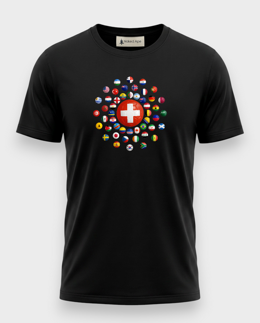 AU48: Switzerland Black Globe T-Shirt